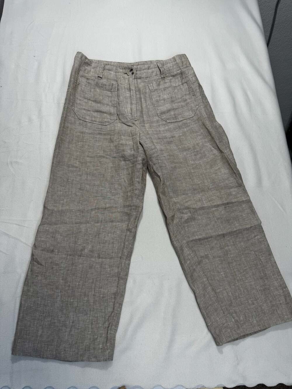 Quince Linen Pants Size 6 Tan Wide Leg Pocket Trousers